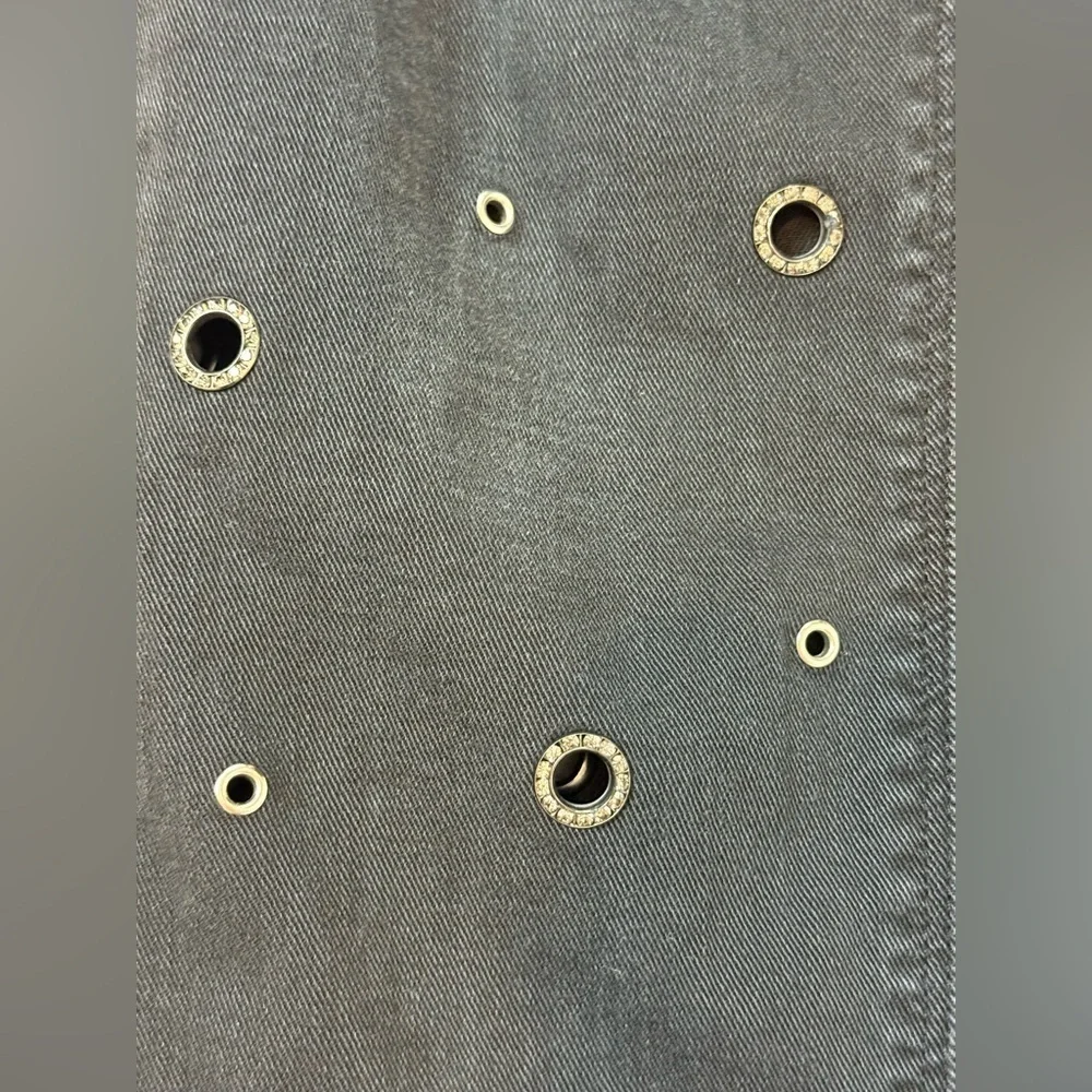 HUDSON THE RILEY CROP STRAIGHT JEANS LOW RISE SZ 25 BLACK CRYSTALS BUTTON FLY